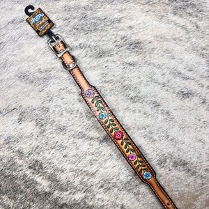 Weaver Floral Tooled Leather Dog Collar